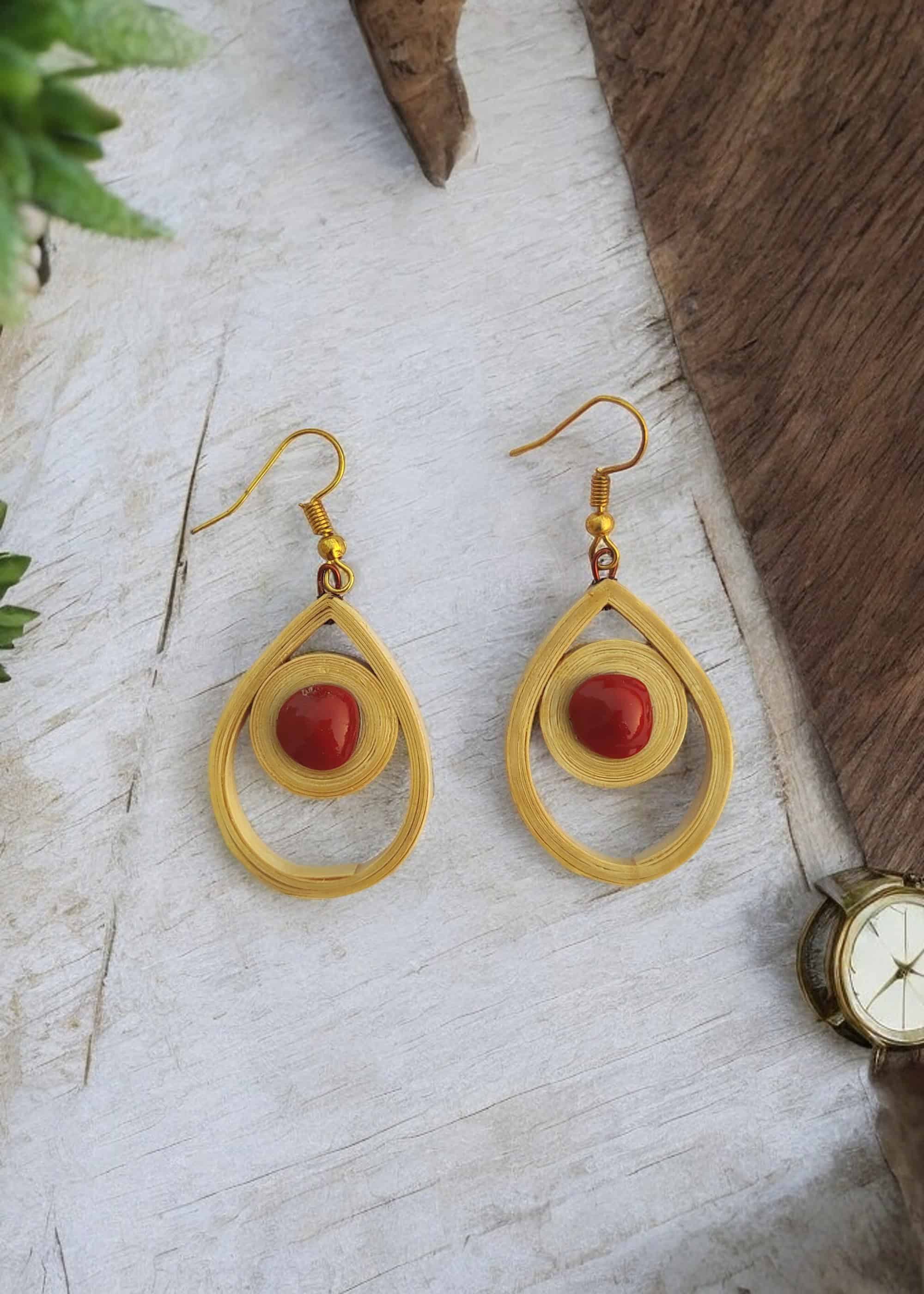 Drop Shaped Bamboo Earrings