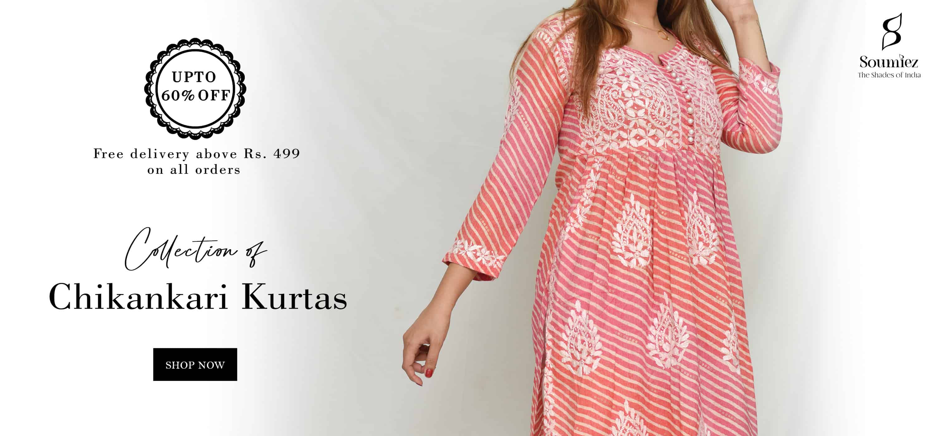 Hand Embroidered Chikankari Kurtas for Women from Lucknow