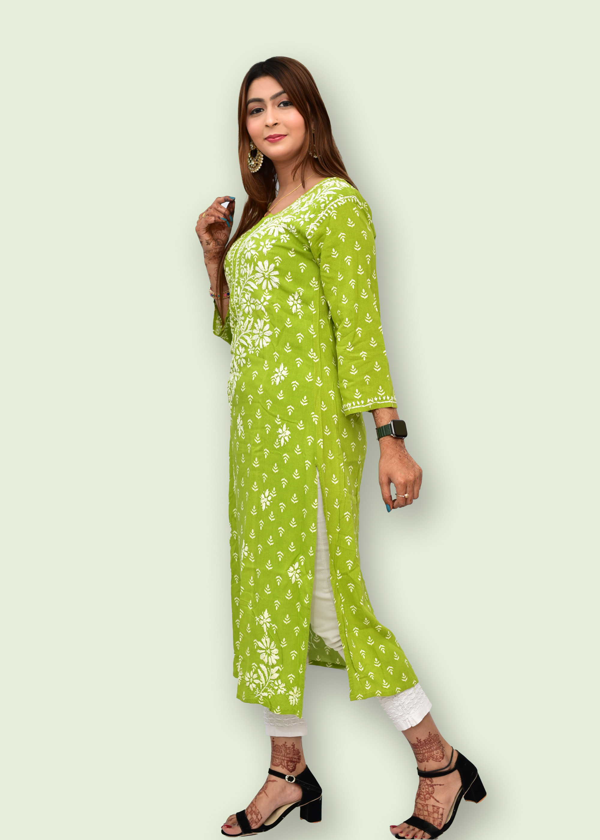 Rayon Chikankari Kurti Pant Set