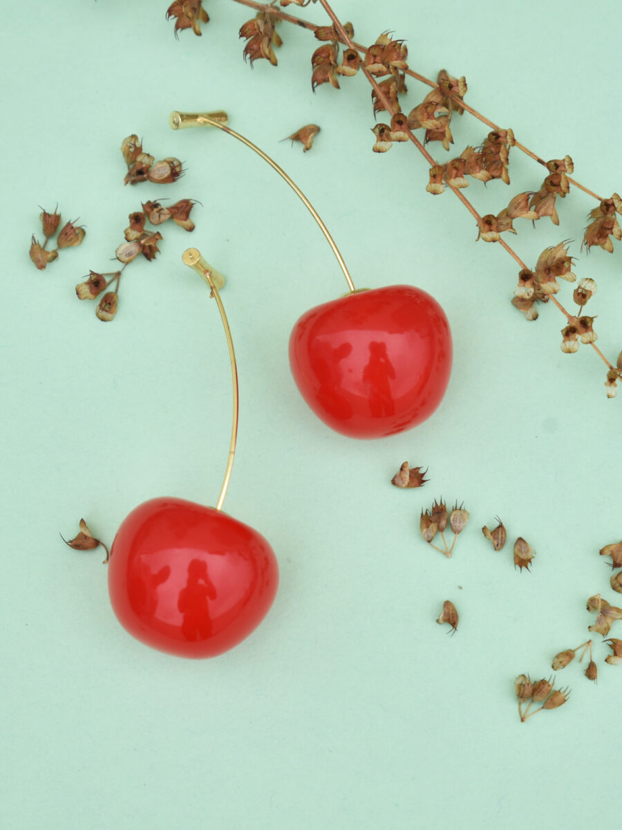 Cherry shop shaped earrings