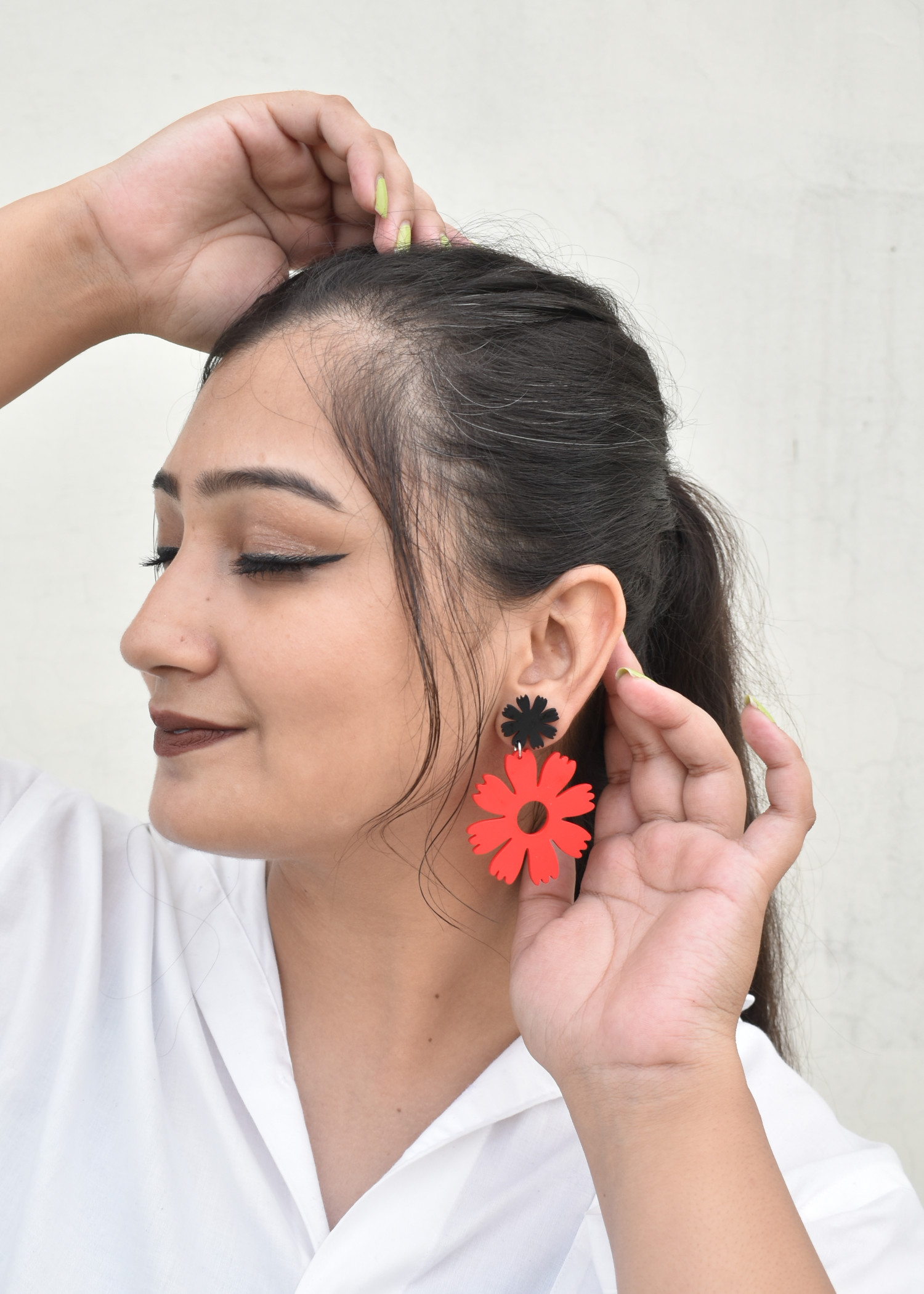 Red Flower Earrings