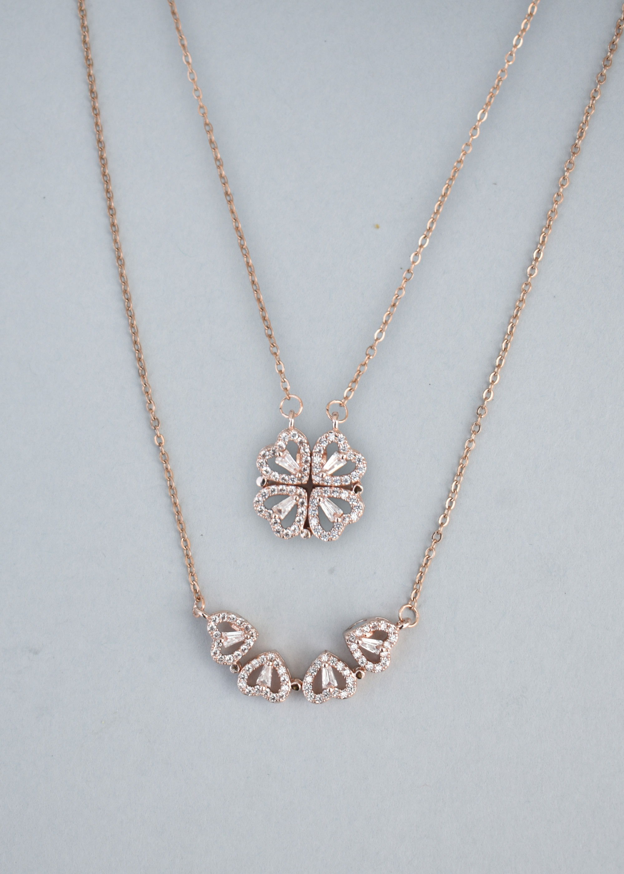 Four Hearts Convertible Necklace - Rose Gold