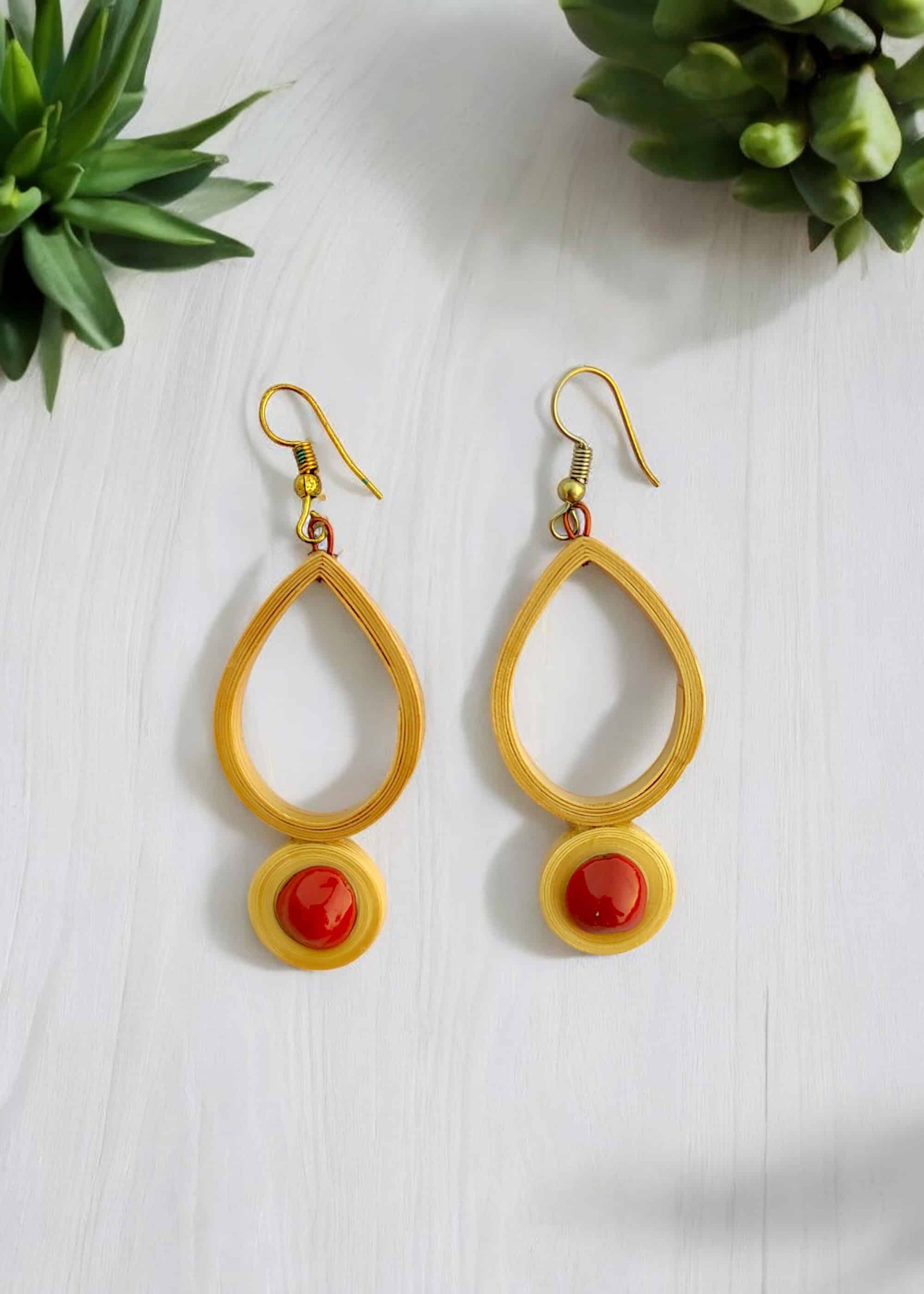 Tear Drop Shaped Bamboo Earrings